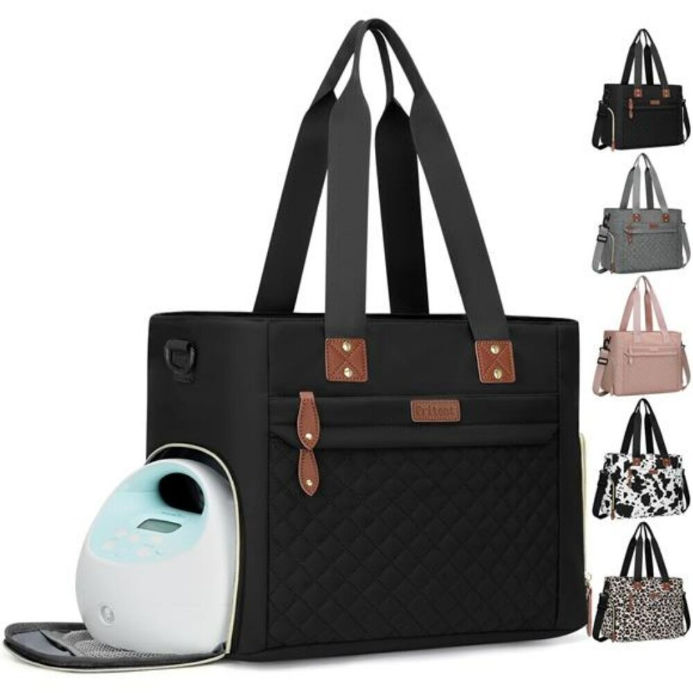 Large diaper bag tote travel baby bag with laptop sleeve for mom and dad